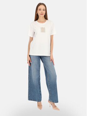 Potis & Verso Potis & Verso T-Shirt Roxa Biały Regular Fit