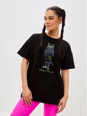 CAT by maniita lacitta CAT by maniita lacitta T-Shirt Printed oversized T-shirt Czarny Long Fit