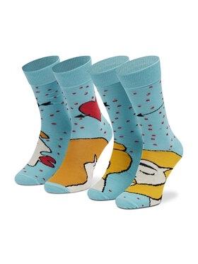 Zooksy Zooksy Zestaw 2 par wysokich skarpet unisex Miłośniki Box Miłośnica Ciemny Blond + Miłośnik Blond Błękitny