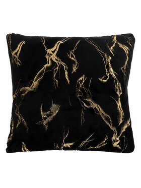 MIAhome MIAhome Poduszka pluszowa czarna, złoty marmur 40x40 cm Marbre Czarny