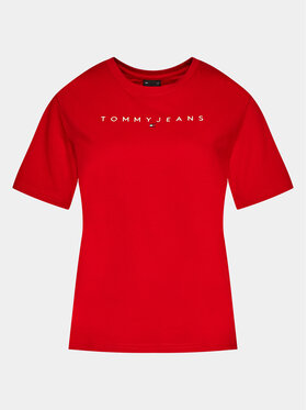 Tommy Jeans T-shirt Tjw Rlx New Linear Tee DW0DW17836 Crvena Relaxed Fit