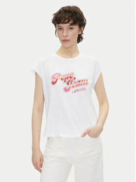 Pepe Jeans Pepe Jeans Póló Rosalie PL506033 Fehér Regular Fit