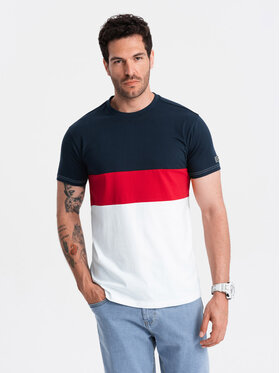 Ombre Ombre T-Shirt OM-TSPT-0152 Tmavomodrá Regular Fit