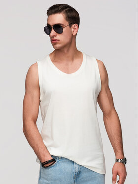 Ombre Ombre Tank top OM-TSBT-0272 Biały Regular Fit