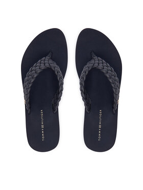 Tommy Hilfiger Tommy Hilfiger Japonki Th Wedge Cornrow Beach Sandal FW0FW09037 Granatowy