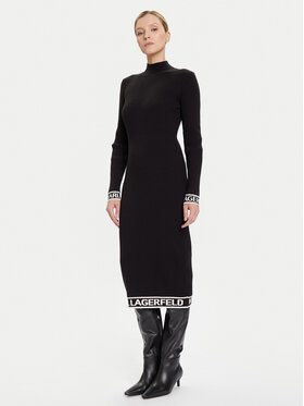 KARL LAGERFELD KARL LAGERFELD Džemper haljina A4W13028 Crna Slim Fit