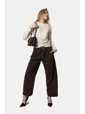 PINKO PINKO Kalhoty z materiálu Pancarre Hnědá Regular Fit