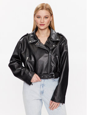 Gina Tricot Gina Tricot Dirbtinės odos striukė Amalia 19206 Juoda Regular Fit