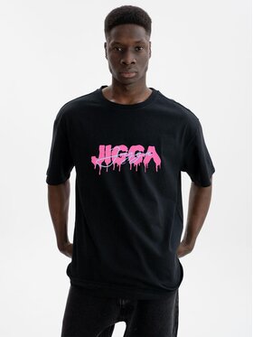 Jigga Wear Jigga Wear T-Shirt Koszulka Z Krótkim Rękawem Oversize Męska Czarna / Różowa Jigga Wear Melt L Czarny Oversize