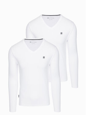 Ombre Ombre Komplet 2 longsleeve Z87 Biały Regular Fit