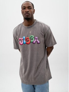 Jigga Wear Jigga Wear T-Shirt Koszulka Z Krótkim Rękawem Oversize Męska Acid Szara Jigga Wear Colorfull M Szary Oversize