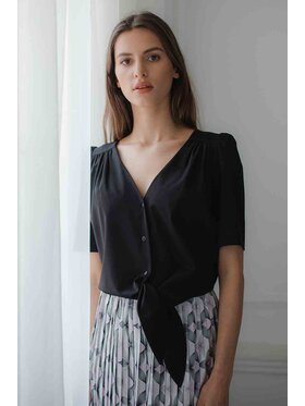Lenitif Lenitif Bluzka L081 Czarny Regular Fit