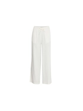 ICHI ICHI Spodnie damskie Pantalone lino pa fl Biały Regular Fit