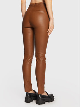 Remain Kožne hlače Snipe Leggings Leather RM1508 Smeđa Slim Fit