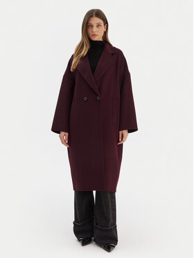 ViCOLO ViCOLO Vlněný kabát TF0003 Bordó Regular Fit