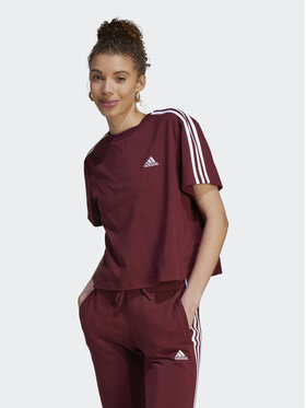 adidas adidas T-Shirt Essentials 3-Stripes Single Jersey Crop Top IL3410 Czerwony Loose Fit