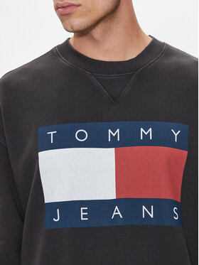 Tommy Jeans Majica Dugih Rukava Big Flag DM0DM19222 Crna Relaxed Fit