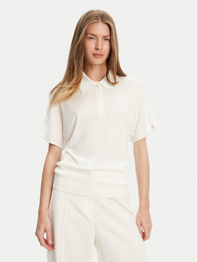 Tommy Hilfiger Tommy Hilfiger Тениска с яка и копчета WW0WW45652 Екрю Regular Fit