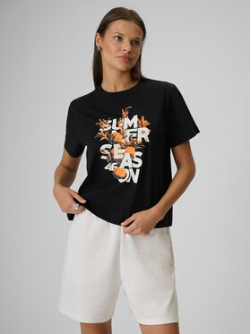 4F 4F T-Shirt BEACHWEAR Czarny Boxy Fit