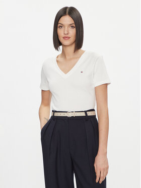 Tommy Hilfiger Tommy Hilfiger Marškinėliai New Cody WW0WW40584 Balta Slim Fit
