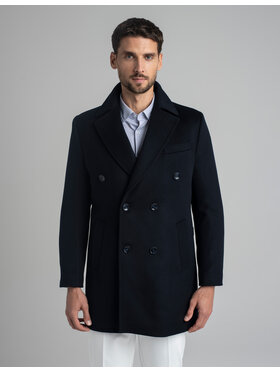 Borgio Borgio Płaszcz wełniany sortino_g Granatowy Slim Fit