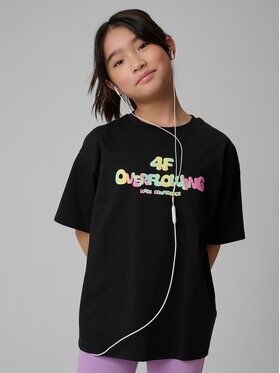 4F 4F T-Shirt 4FJRSS26TTSHF4137-020S Czarny Loose Fit
