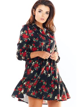 Awama Awama Vestito chemisier A326 Nero Basic Fit