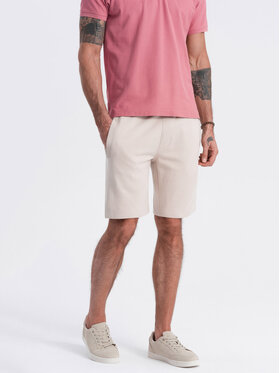 Ombre Ombre Szorty materiałowe OM-SRBS-0139 Beżowy Regular Fit