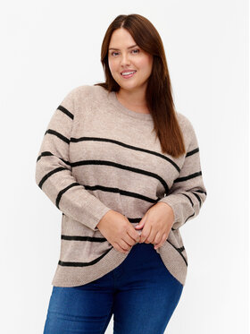 Zizzi Zizzi Svetr M61257A Béžová Regular Fit