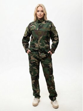 Jigga Wear Jigga Wear Komplet kurtka przeciwdeszczowa i spodnie Mundur Militarny Taktyczny moro camo harcerstwo 130541 Zielony Regular Fit