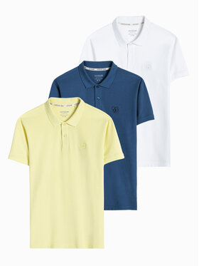 Ombre Ombre Komplet 3 koszulek polo Z28 Żółty Regular Fit
