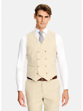 Pako Lorente Pako Lorente Kamizelka garniturowa P26SP-8G-022 Beżowy Slim Fit