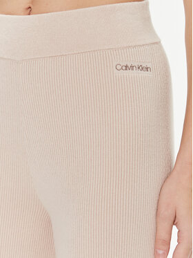 Calvin Klein Pletene hlače Essential K20K206023 Bež Wide Leg