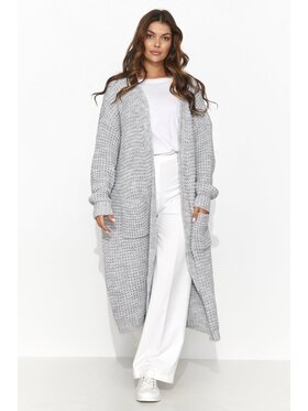 Makadamia Makadamia Kardigan S176 Szary Loose Fit
