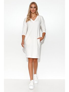 Makadamia Makadamia Sukienka codzienna M779 Biały Comfort Fit