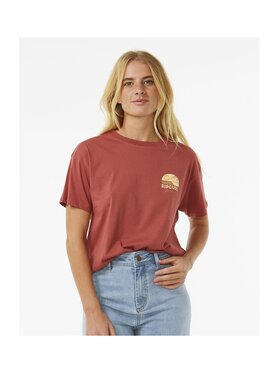 Rip Curl Rip Curl T-Shirt Line Up Relaxed Tee Bordowy Relaxed Fit