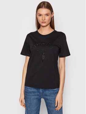 Trussardi Trussardi T-Shirt Embroidery Logo 56T00478 Czarny Regular Fit