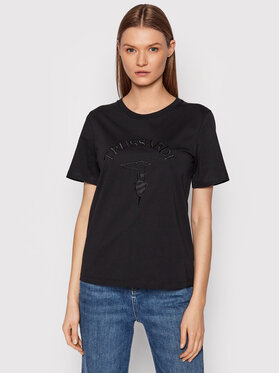 Trussardi Trussardi T-Shirt Embroidery Logo 56T00478 Μαύρο Regular Fit