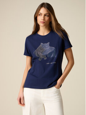 Oltre Oltre T-Shirt G03AJ004780N034 Niebieski Regular Fit