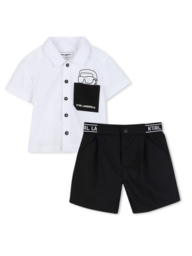 Karl Lagerfeld Kids Karl Lagerfeld Kids Комплект от риза и текстилни шорти Z31077 Черен Regular Fit