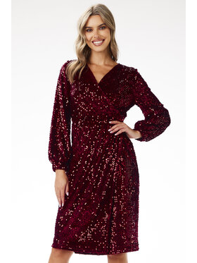 Awama Awama Sukienka A699 Bordowy Basic Fit