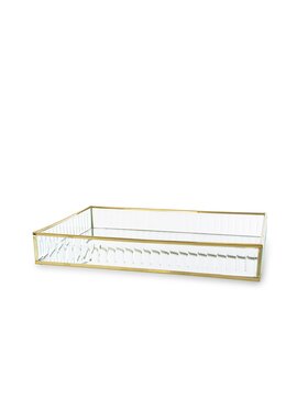 MIAhome MIAhome Taca metalowa złota ryflowane szkło 4,5x30x20 cm Złoty