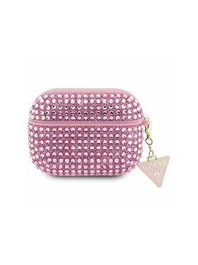 Guess Guess Etui na słuchawki Rhinestone Triangle Charm Różowy