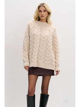 Fobya Fobya Sweter F1747 Beżowy Basic Fit