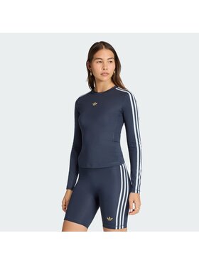 adidas adidas Longsleeve 3 STRIPES Błękitny Slim Fit