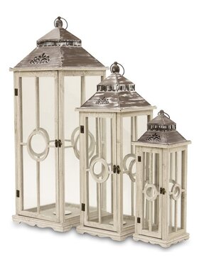 MIAhome MIAhome Lampion 3 szt. drewniany SANTHI Szary