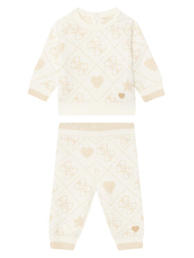Guess Guess Komplet pulover in hlače iz blaga A5BG03 Z39N0 Bež Regular Fit