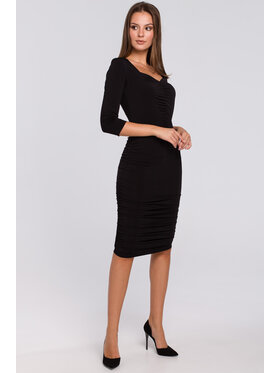 Makover Makover Sukienka elegancka K006 Czarny Regular Fit