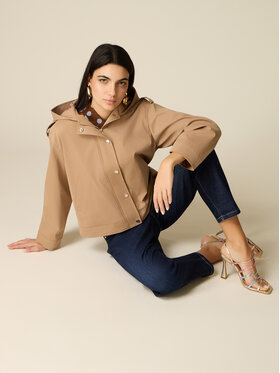 Oltre Oltre Płaszcz zimowy 0009J000160N012 Kremowy Baggy Fit