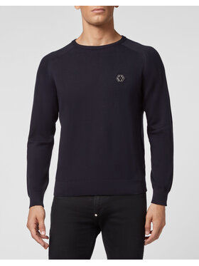 PHILIPP PLEIN PHILIPP PLEIN Sweter 10417 Granatowy Regular Fit